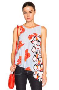 Suno Fwrd Exclusive Silk Blouse In Abstract,blue