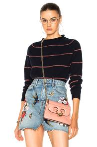 Alexachung Stripe Roll Collar Sweater In Blue,stripes