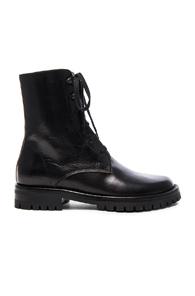 Ann Demeulemeester Leather Combat Boots In Black