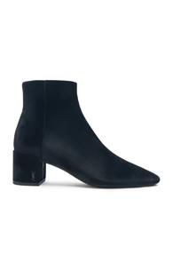 Saint Laurent Velvet Loulou Pin Ankle Boots In Black