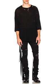 Unravel Destroyed Slub Boxy Tee In Black