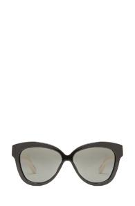 Linda Farrow Cuved Square Sunglasses In Black,animal Print