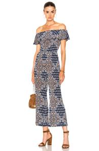 L'agence Nicolle Ruffle Jumpsuit In Blue,floral