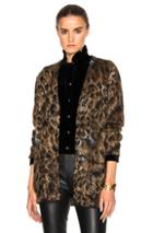 Saint Laurent Leopard Mohair Jacquard Cardigan In Brown,animal Print