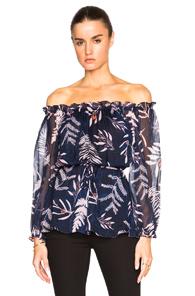 Diane Von Furstenberg Camila Top In Blue,floral,abstract