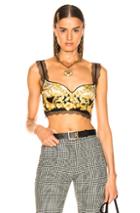 Versace Lace Printed Top In Black,paisley,yellow