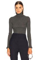 Chloe Fine Rib Wool Knit Turtleneck Sweater In Gray