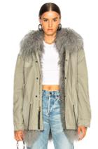 Mr & Mrs Italy Mongolia Fur Lined Cotton Canvas Parka In Gray