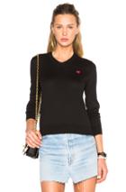 Comme Des Garcons Play Small Emblem V Neck Sweater In Black