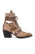 Chloe Rylee Suede & Leather Lace Up Booties In Gray