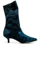 Tibi Harper Velvet Boots In Blue