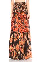 Lanvin Devore Leopard Maxi Skirt In Floral,red