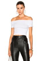 Helmut Lang Cropped Off Shoulder Seamless Top In White