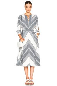 Derek Lam 10 Crosby Dolman Dress In Blue,white,geometric Print