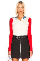 Proenza Schouler Pswl Colorblock Long Sleeve Top In Red,white