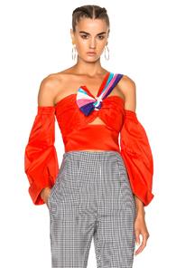 Peter Pilotto Paneled Taffeta Top In Red,stripes
