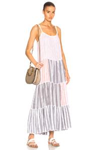 Lemlem Alfie Maxi Slip Dress In Gray,stripes,pink