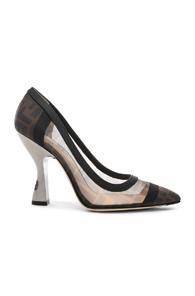 Fendi Colibri Mesh Logo Pumps In Black,brown