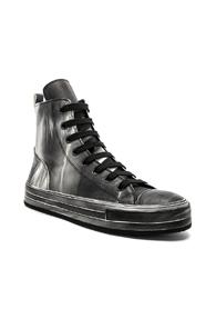 Ann Demeulemeester Leather Hi-top Sneakers In Black