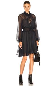 Chloe Silk Crepon Dress In Blue