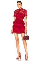 Self-portrait High Neck Star Lace Panelled Dress In Red