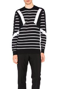 Neil Barrett Modernist Stripe Merino Sweater In Black,stripes
