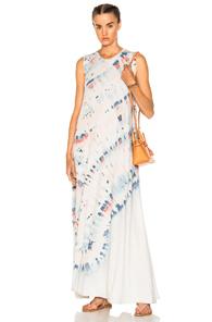 Raquel Allegra Sleeveless Drama Maxi Dress In Blue,ombre & Tie Dye,pink,white