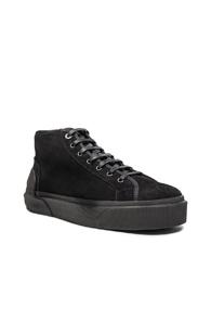 Lanvin Mid Top Spray Suede Sneakers In Black