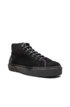 Lanvin Mid Top Spray Suede Sneakers In Black