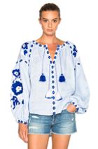 March 11 Floral Pixel Top In Blue,geometric Print