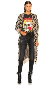 R13 Long Leopard Cardigan In Animal Print,gray
