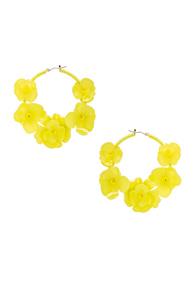 Oscar De La Renta Flower Garden Hoop Earrings In Yellow,neon