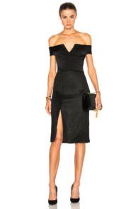 Galvan Off Shoulder Cocktail Dress In Black