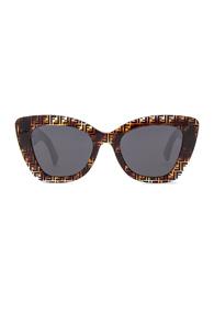 Fendi Logo Trim Sunglasses In Brown