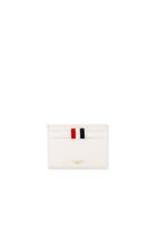 Thom Browne Pebble Grain & Calf Leather Tennis Racket Card Holder In White,blue,geometric Print