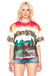 Acne Studios Olga Oil 2 Pack Tee In Abstract,green,ombre & Tie Dye,red
