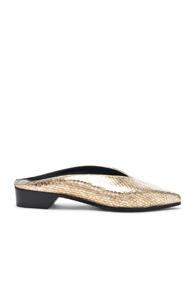 Alumnae Python Embossed Pointy Almond Flats In Metallics,animal Print