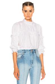 Isabel Marant Etoile Daniela Chic Linen Top In White