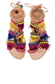 Elina Linardaki Tahiti Leather Sandals In Neutrals,neon