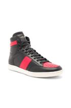 Saint Laurent Leather High Top Sneakers In Black