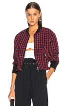3.1 Phillip Lim Plaid Bomber Jacket In Black,checkered & Plaid,red