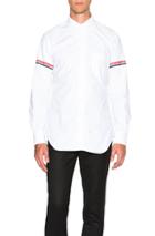 Thom Browne Classic Button Down With Grosgrain Armbands In White