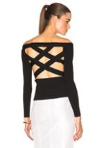 Oscar De La Renta Crossback Open Shoulder Sweater In Black