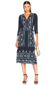 Sea Sofie Lace Long Sleeve Ruffle Maxi In Blue,floral