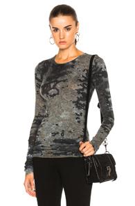Enza Costa Bold Long Sleeve Crew Tee In Green,ombre & Tie Dye