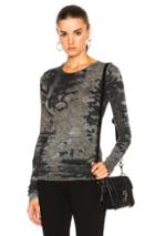 Enza Costa Bold Long Sleeve Crew Tee In Green,ombre & Tie Dye