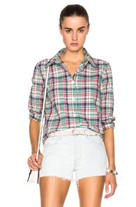 A.p.c. Mike Madras Plaid Shirt In Green,checkered & Plaid