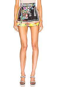 Versace Floral Print Short In Black,floral,paisley,yellow