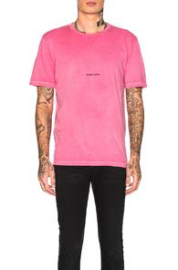 Saint Laurent Logo Tee In Pink