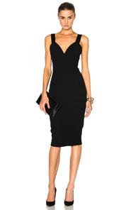 Victoria Beckham Matte Crepe & Satin Cami Fitted Dress In Black